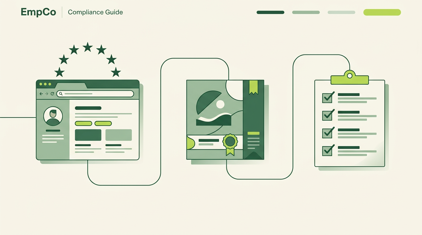 Generierte Editorial-Illustration zu EmpCo, Umweltclaims und Dokumentation