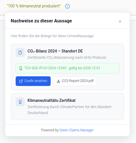 Features - Widget Live-Ansicht