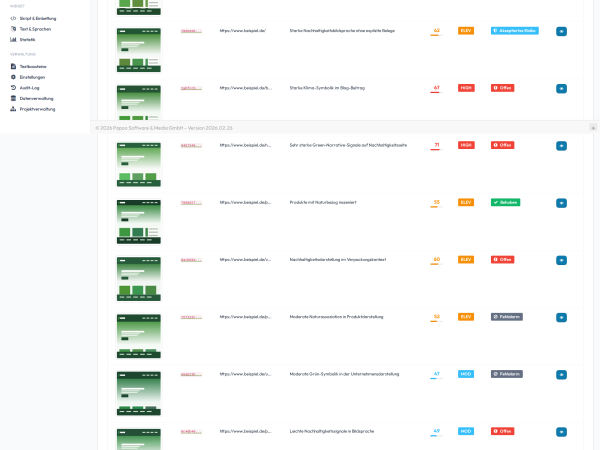 Features - Screenshots Uebersicht