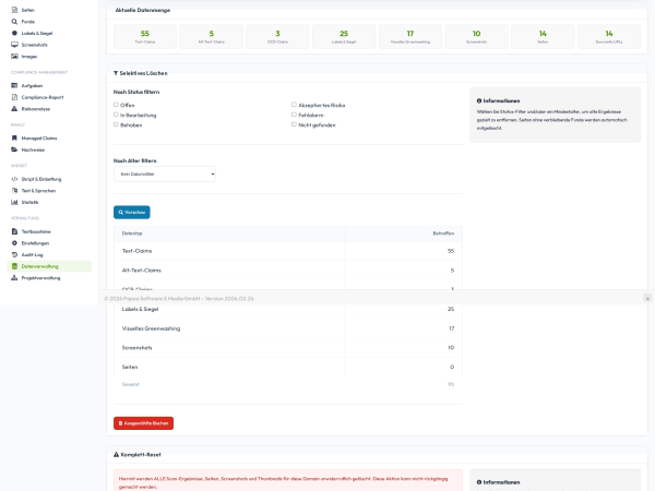 Features - Datenverwaltung